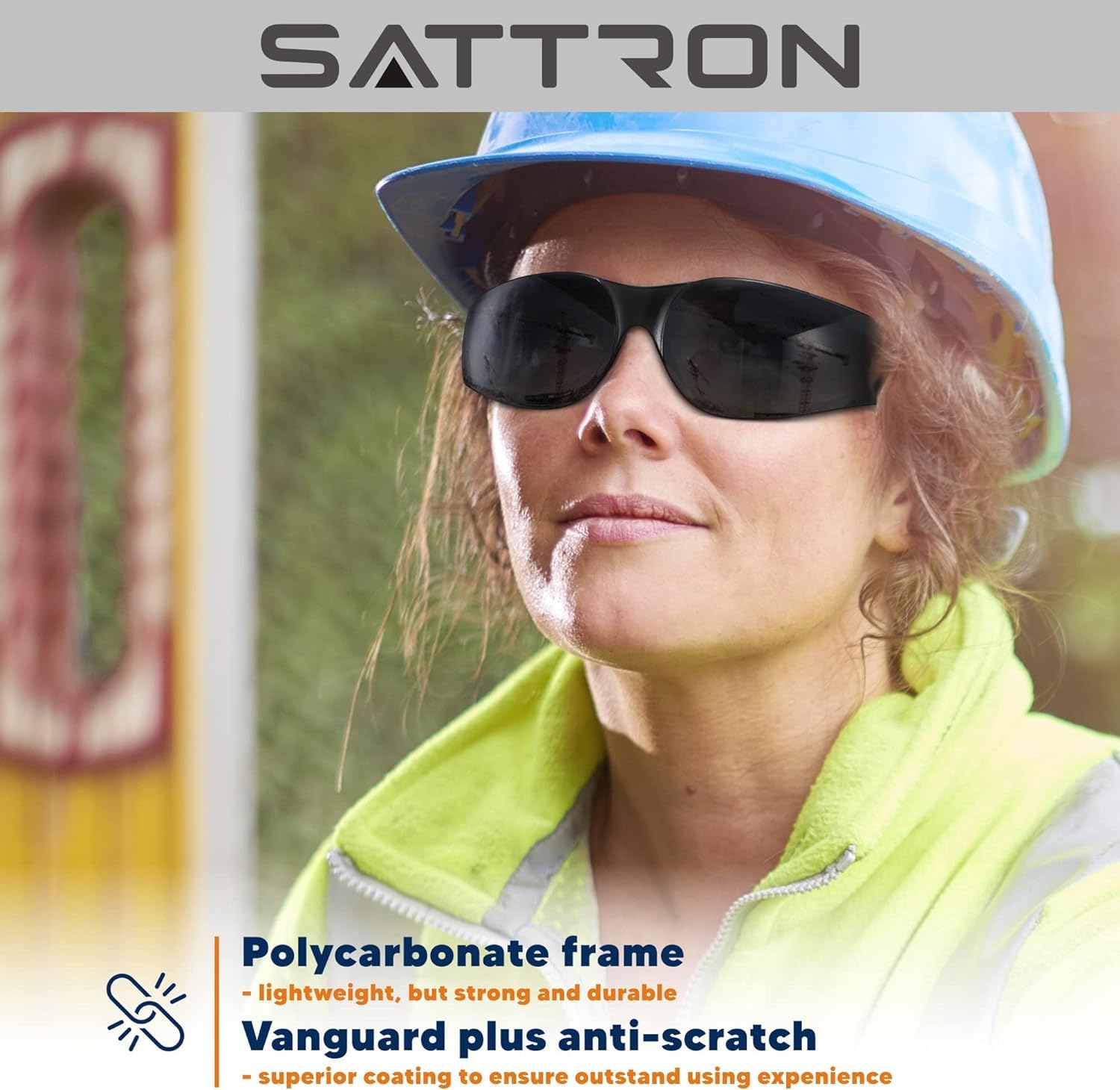 SATTRON detalle de lente ahumada que evidencia resistencia a arañazos
