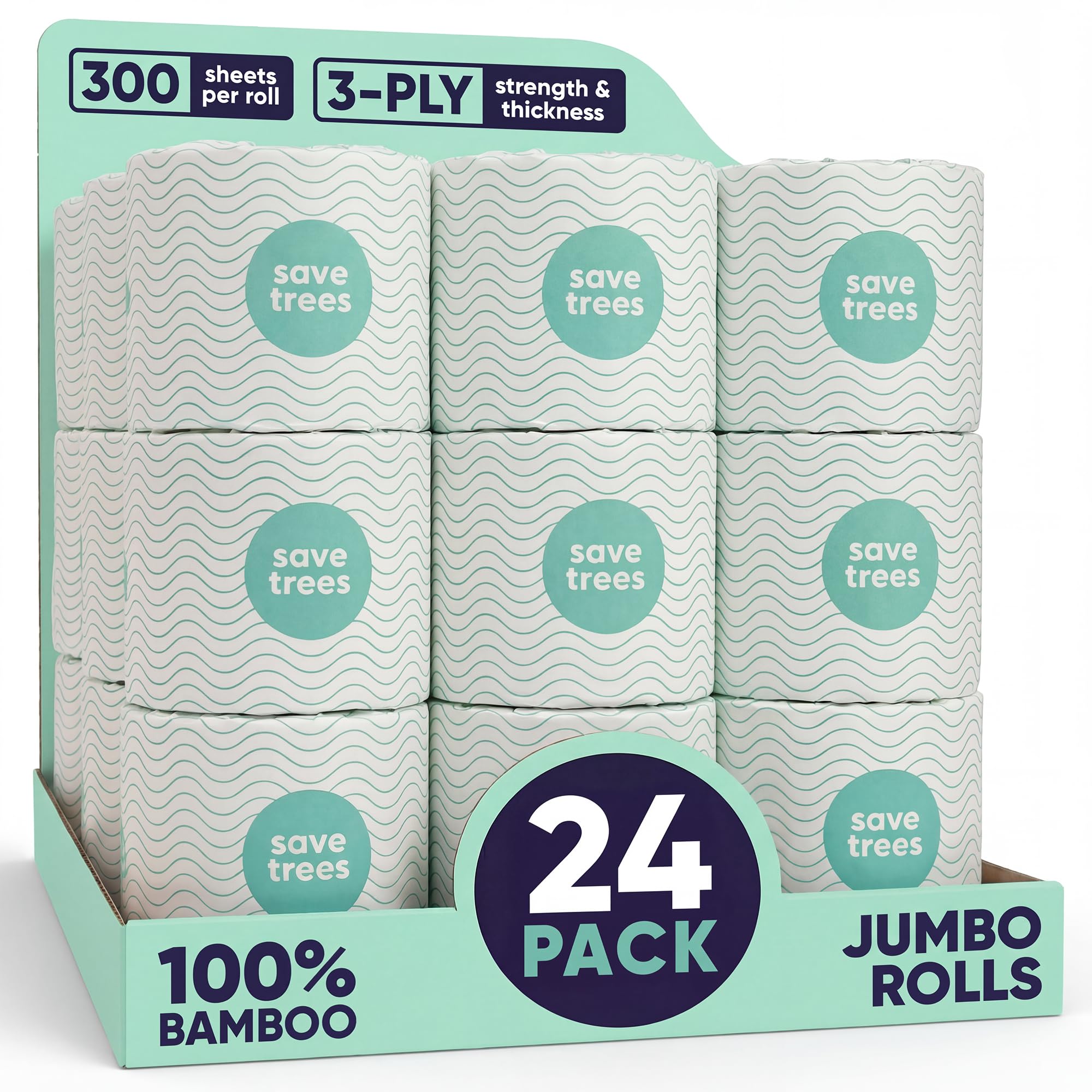 Save Trees front packaging showing 24 rolls and eco benefits