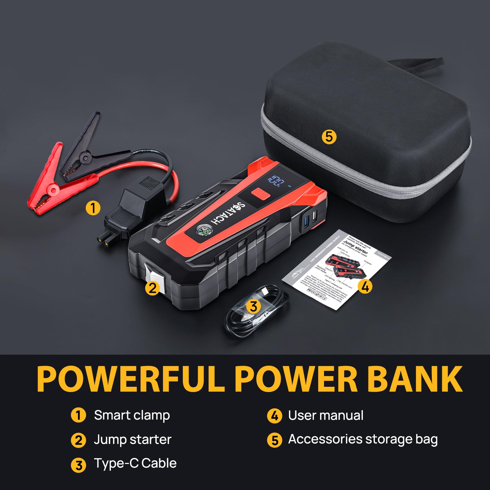 Scatach comparación de tamaño tipo power bank fácil de transportar