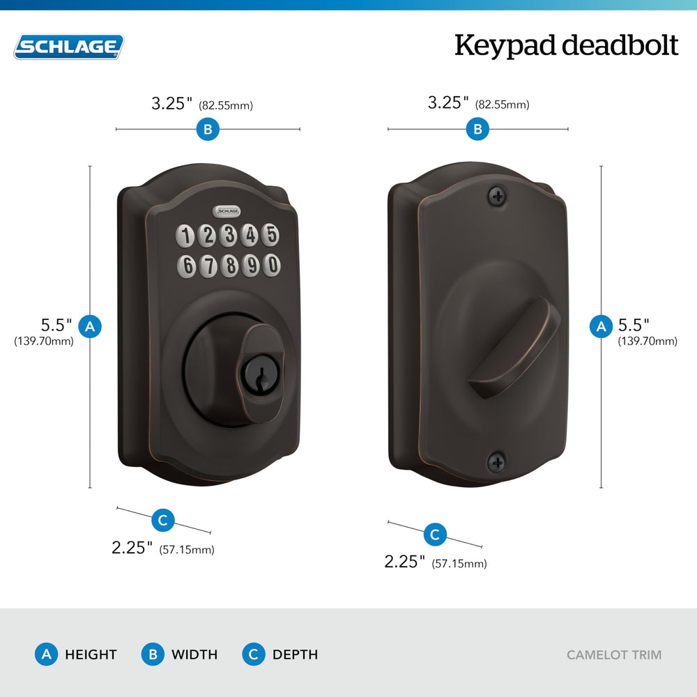 Schlage deadbolt side profile mounted demonstrating solid metal construction benefit