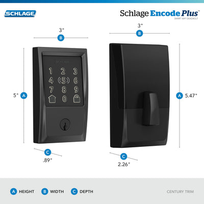 SCHLAGE Encode Plus side profile mounted on door demonstrating low-profile installation