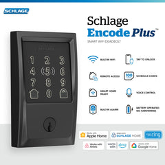 SCHLAGE Encode Plus close-up touchscreen showing clean, fingerprint-resistant interface