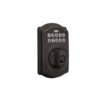 Schlage silicone keypad closeup with illuminated buttons for easy nighttime access