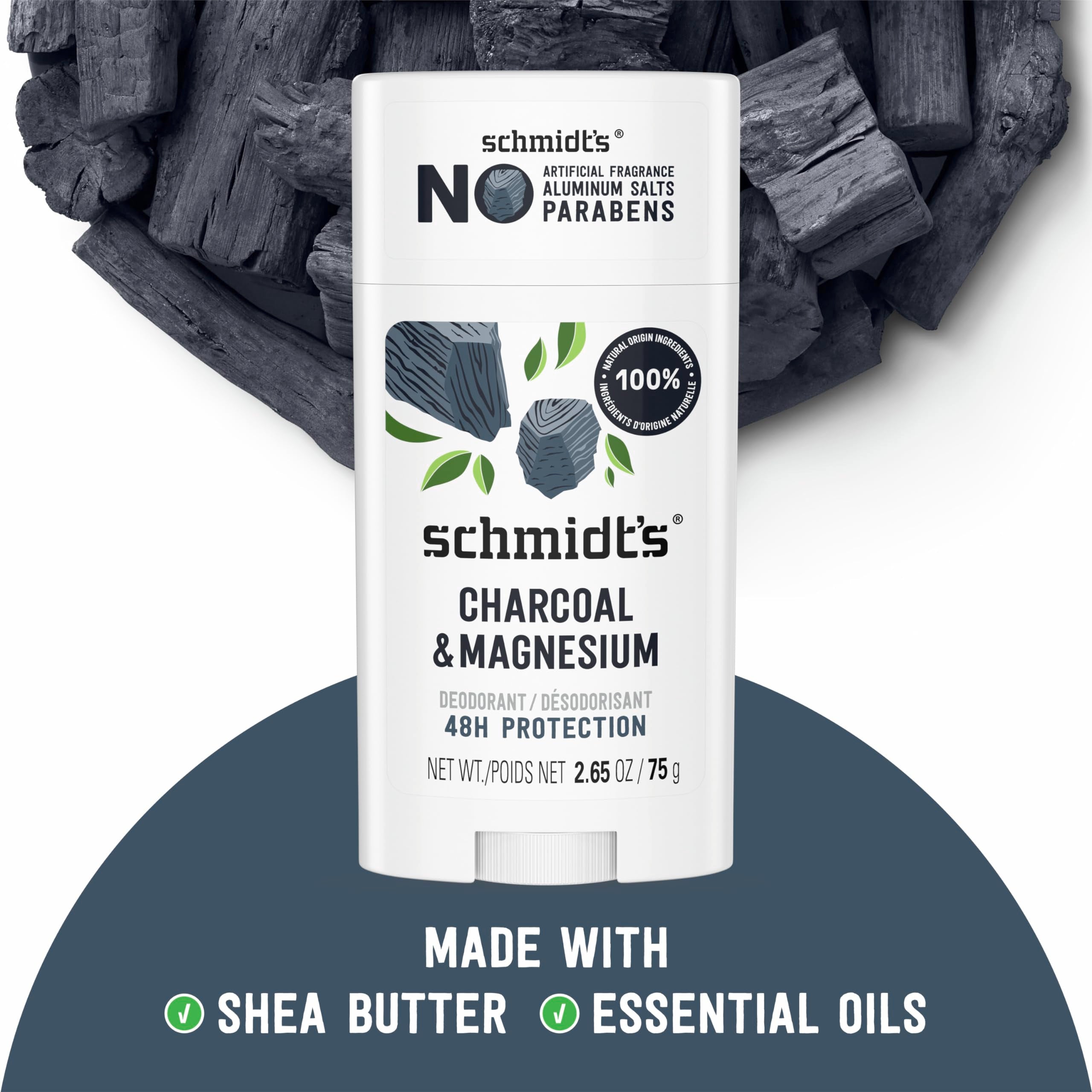 Schmidt's etiqueta con lista de ingredientes naturales, transparencia y confianza
