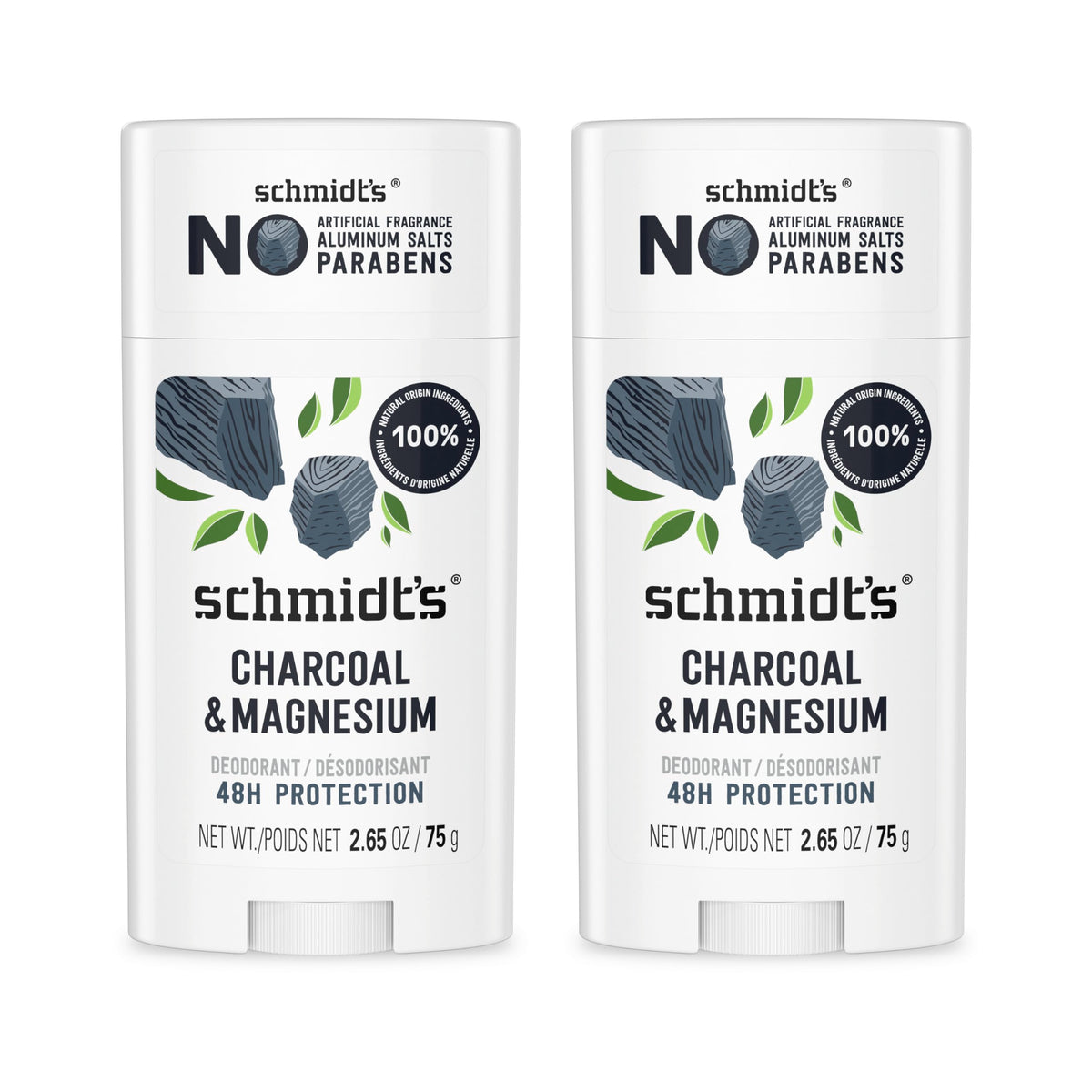Schmidt's paquete frontal de dos unidades mostrando envase y marca, opción práctica