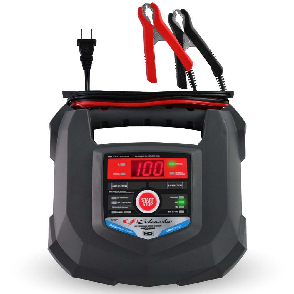 Schumacher SC1280 front view showing controls and quick identification benefit