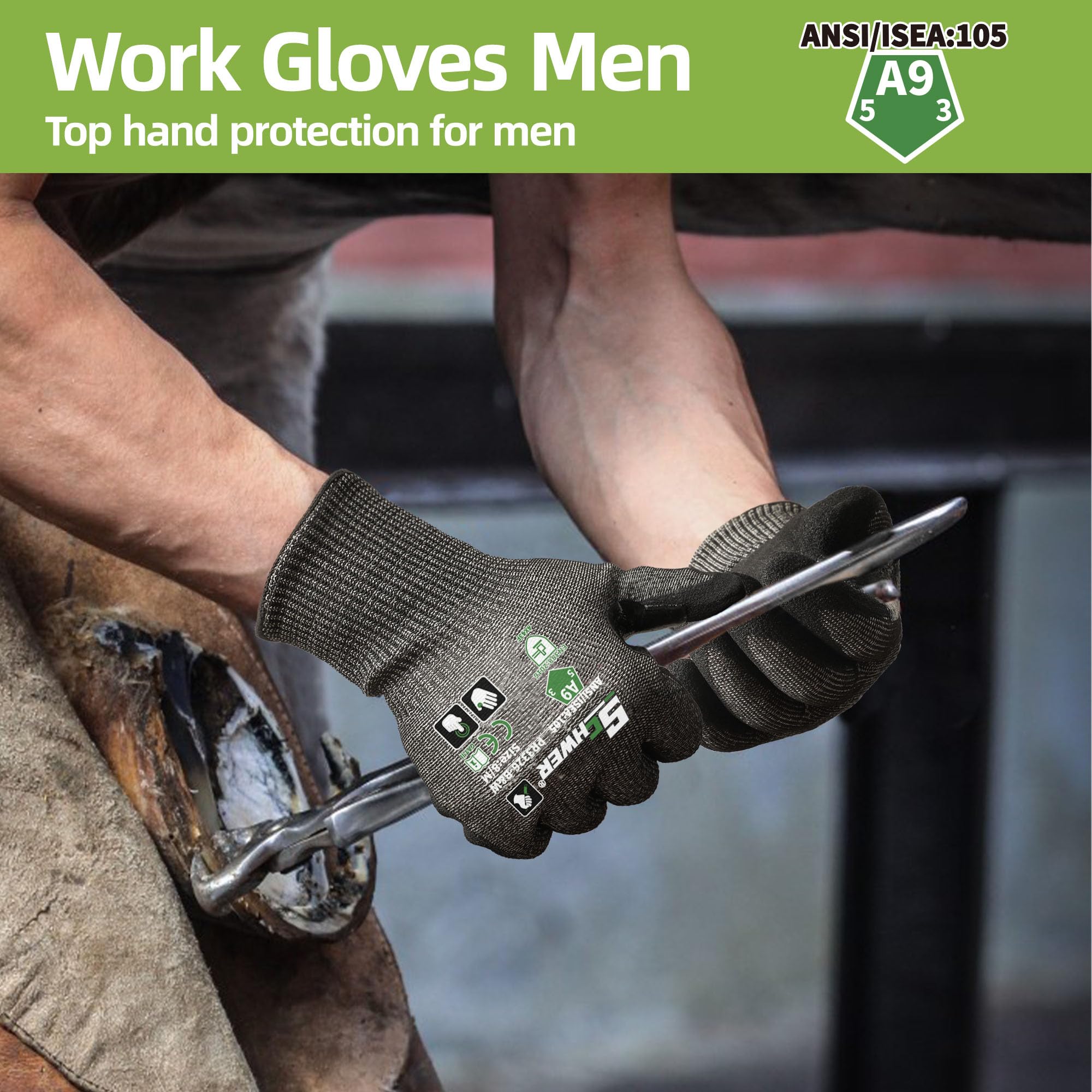 Schwer guantes en uso industrial ofreciendo seguridad en tareas con corte