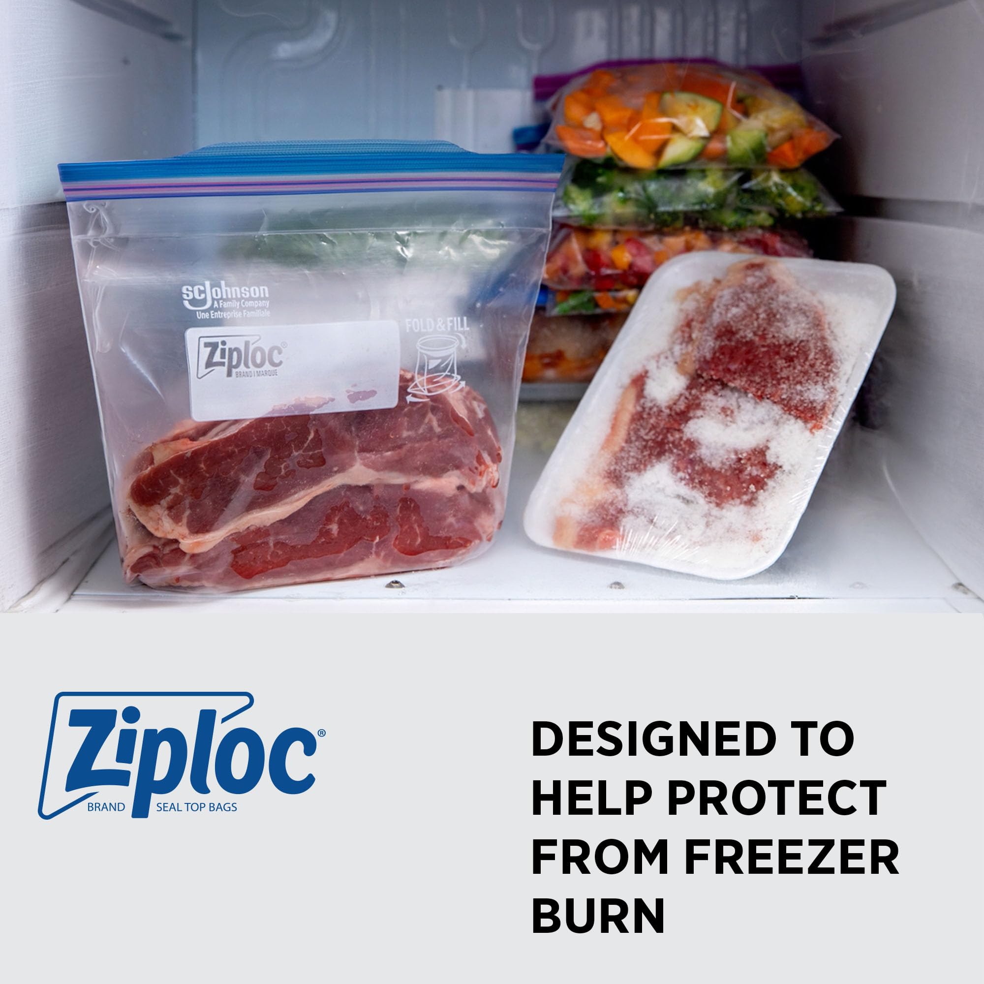 SC Johnson Ziploc primer plano del material transparente y resistente