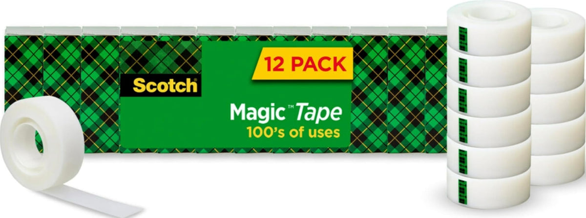 Scotch pack of twelve rolls front view showing label and quantity benefit