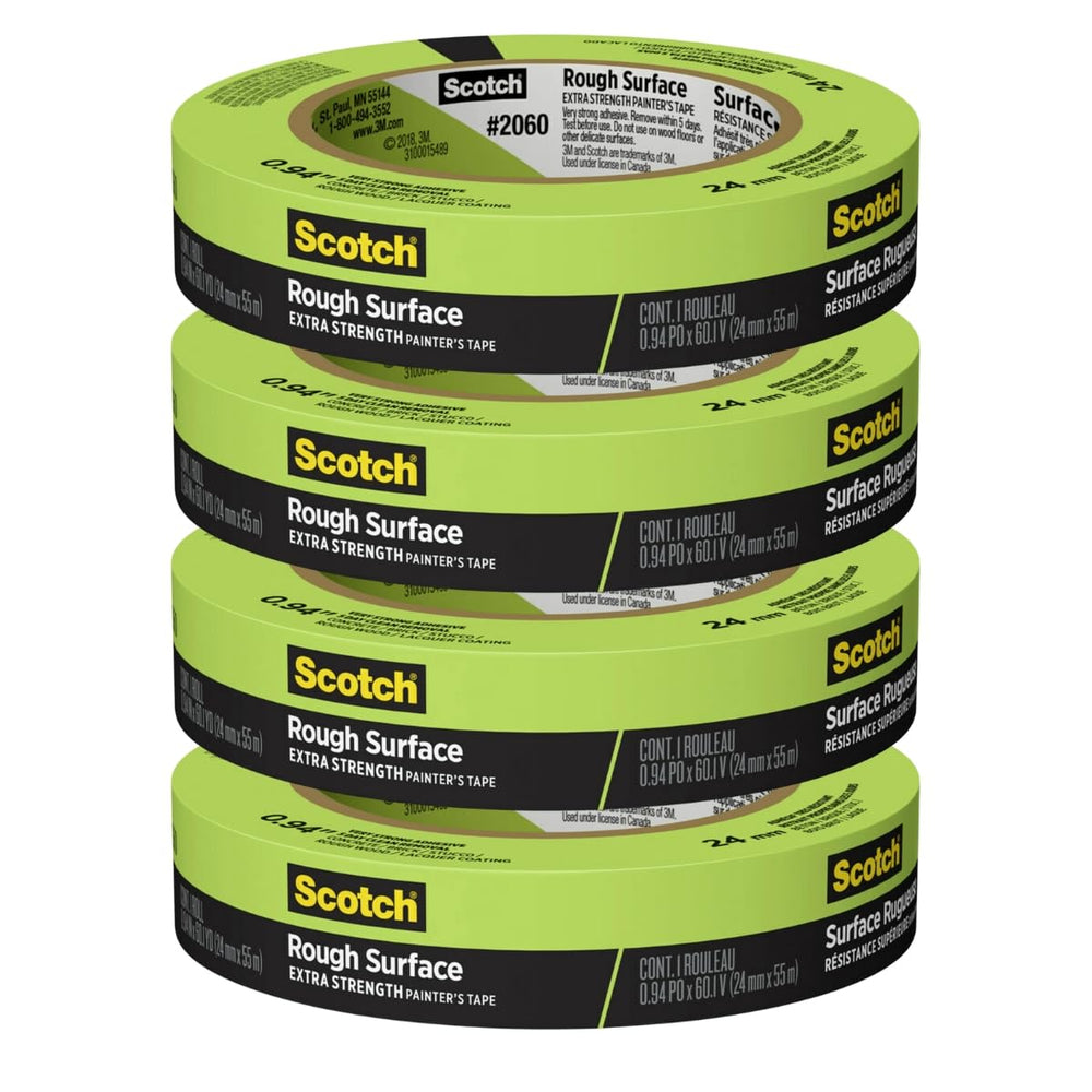 Scotch Painter's Tape empaque frontal mostrando el pack de 4 y ventaja de duración