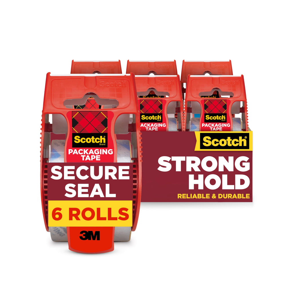 Scotch rollo frontal mostrando etiqueta y beneficio de sellado seguro