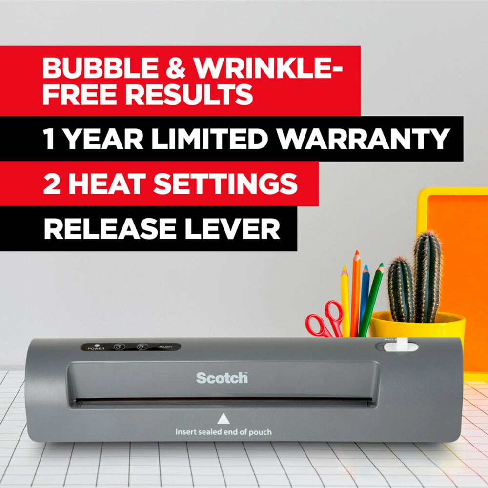 Scotch TL901X close-up of two heated rollers ensuring smooth, bubble-free laminations