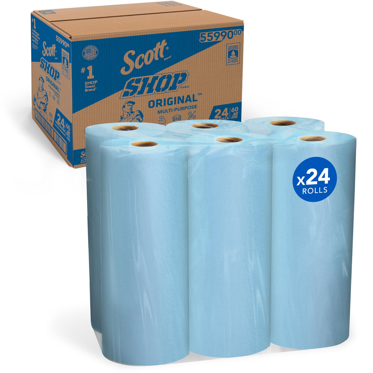 Scott front packaging showing big rolls and clear product info for easy restocking