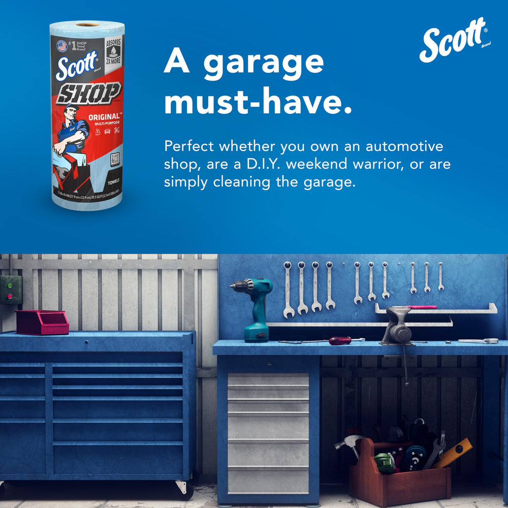 Scott towel on a workbench in use to keep projects tidy and efficient