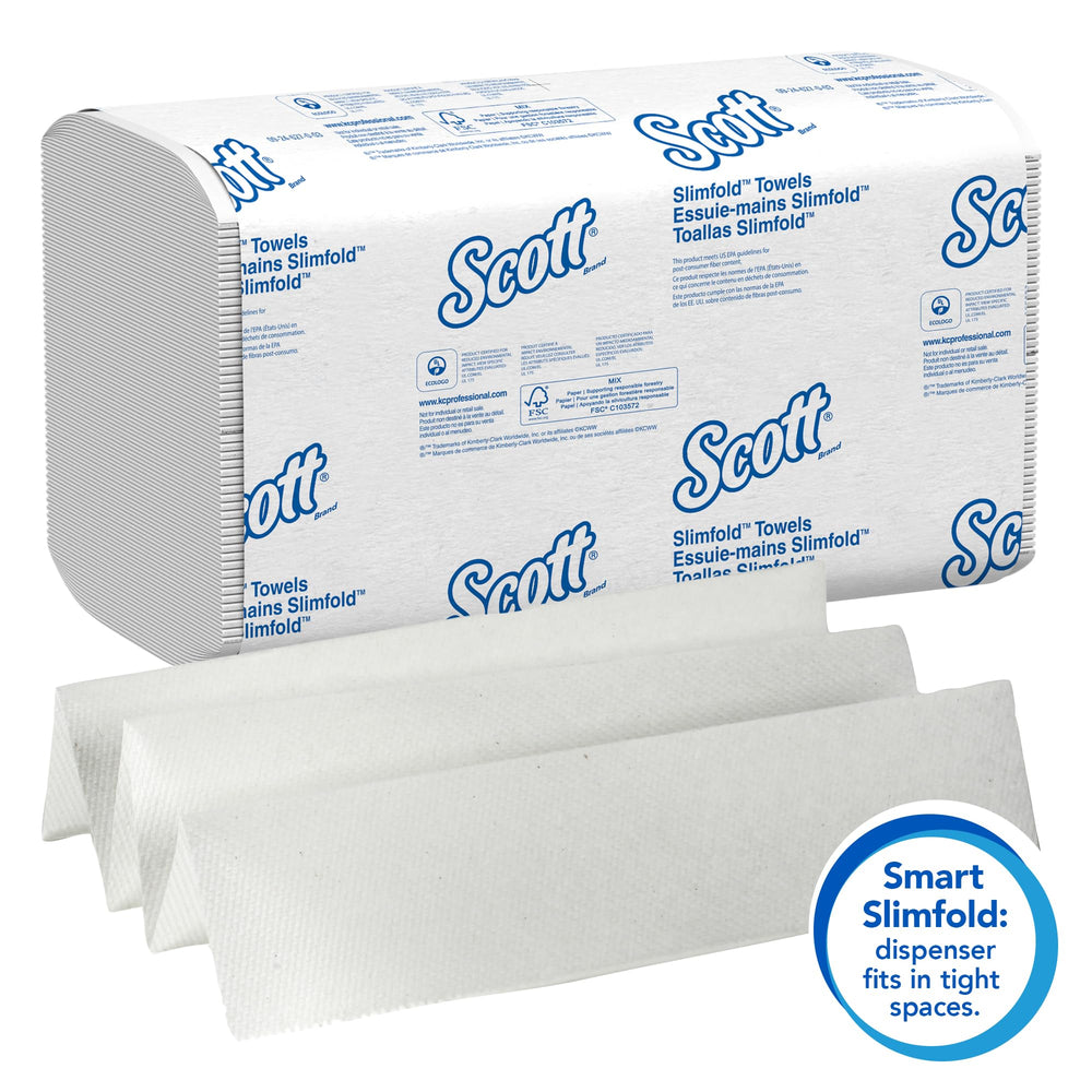 Scott Professional towel dispensing from slim dispenser reducing contact for hygiene benefit