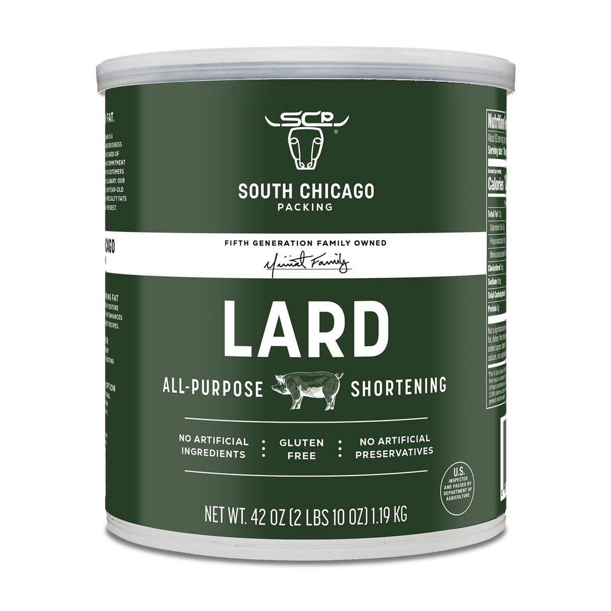 SCP LARD lata frente mostrando envase y tamaño, aporta ahorro y sabor