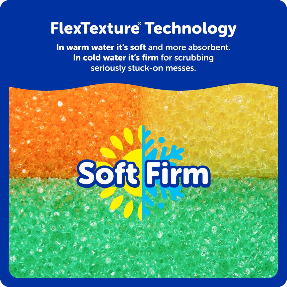 Scrub Daddy limpiando platos, demostrando agarre cómodo y eficacia en suciedad pegada
