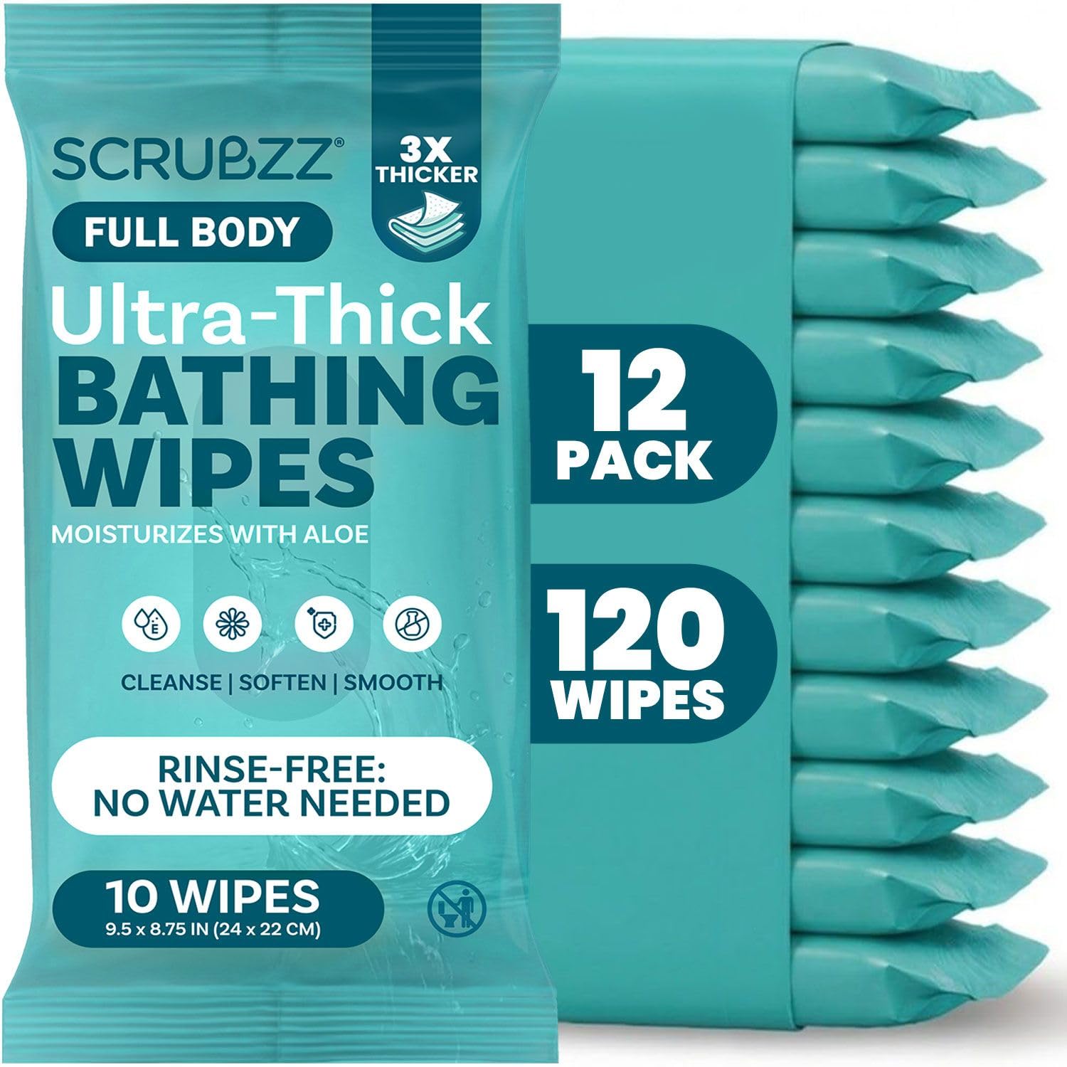 Scrubzz paquete frontal mostrando 12 paquetes y beneficio de suministro prolongado
