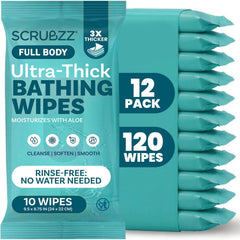 Scrubzz paquete frontal mostrando 12 paquetes y beneficio de suministro prolongado
