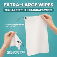 Scrubzz toallita desplegada mostrando textura ultra gruesa para limpieza eficaz