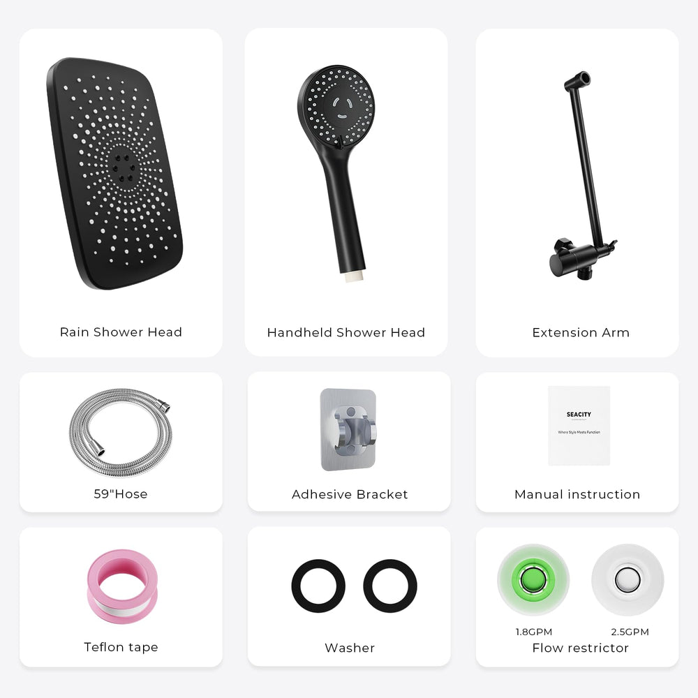 SeaCity packaging with parts laid out showing included accessories for installation