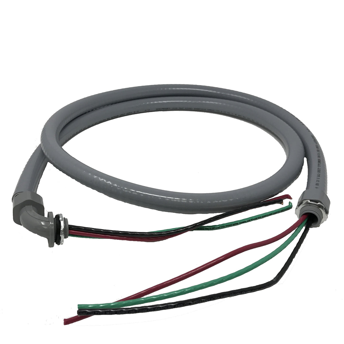 Sealproof vista frontal del whip ensamblado para conexión rápida y segura