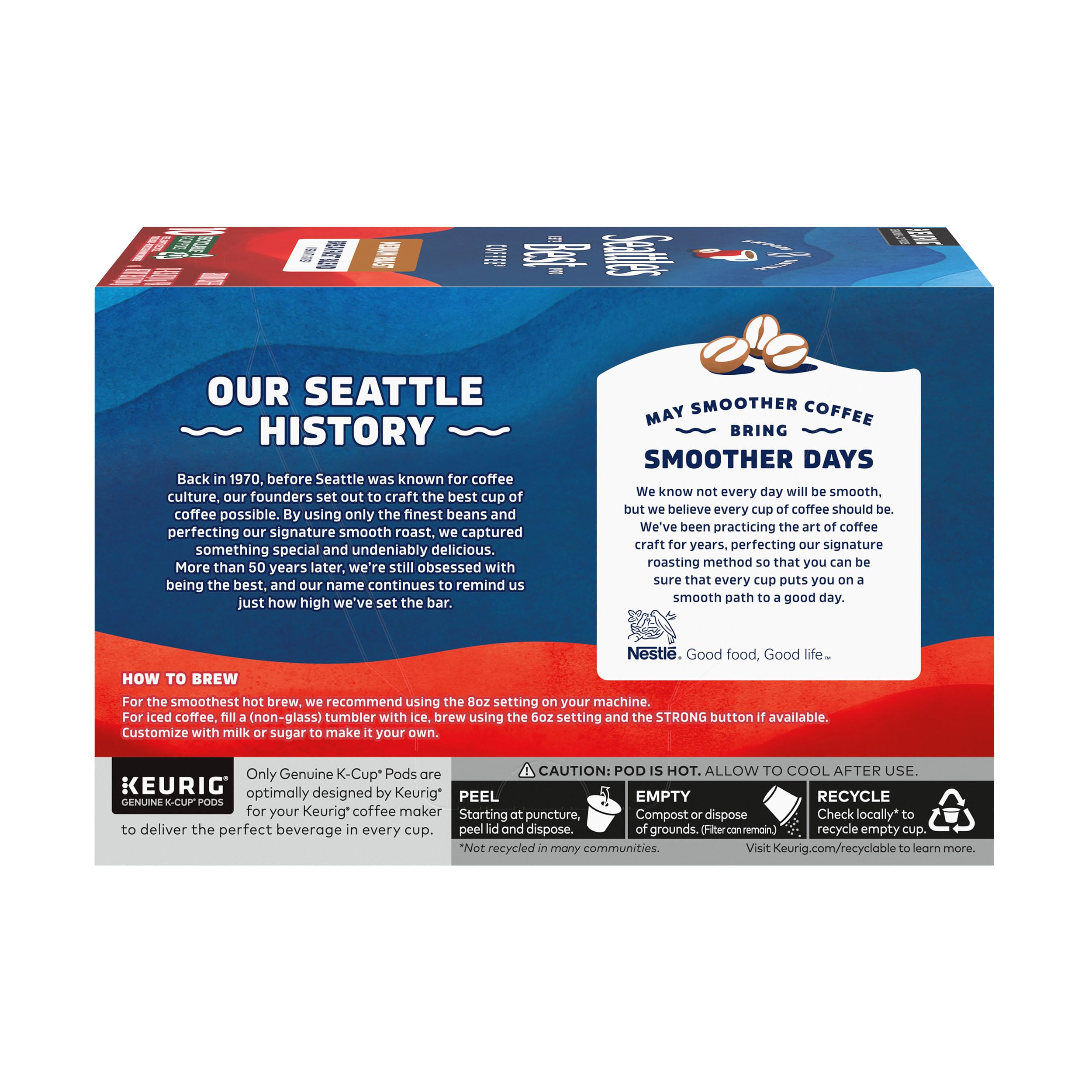 Seattle's Best Coffee taza en mesa de desayuno ilustrando disfrute y rutina matinal