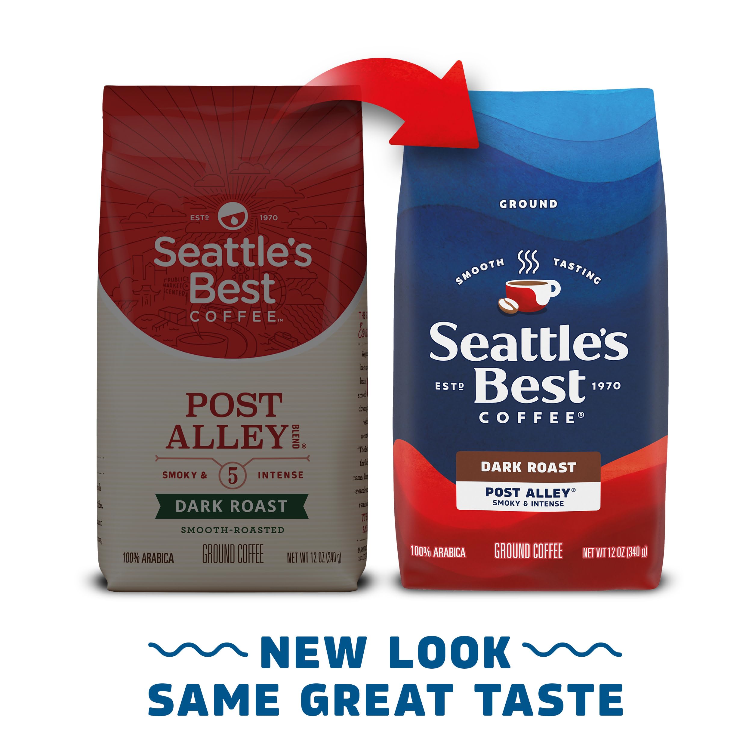 Seattle's Best Coffee café molido en primer plano con textura uniforme