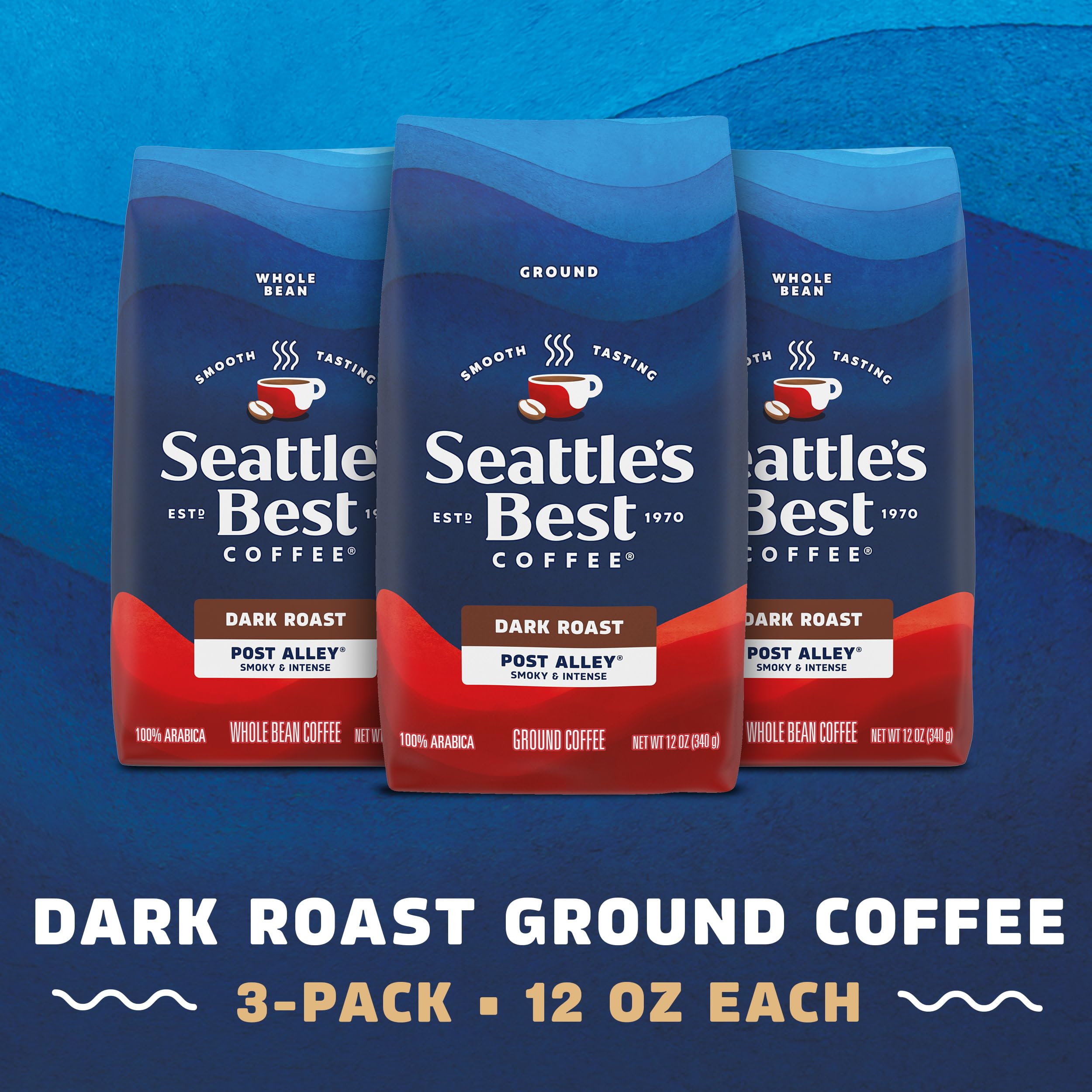 Seattle's Best Coffee sello de tostado oscuro que indica sabor intenso