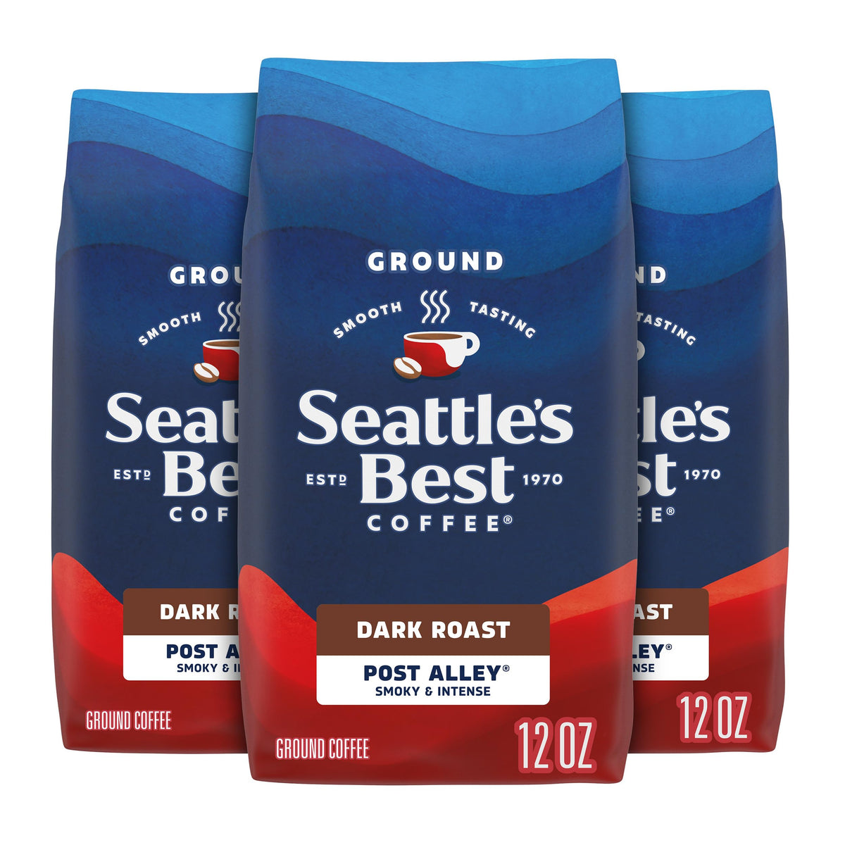 Seattle's Best Coffee empaque frontal mostrando el diseño y la conveniencia