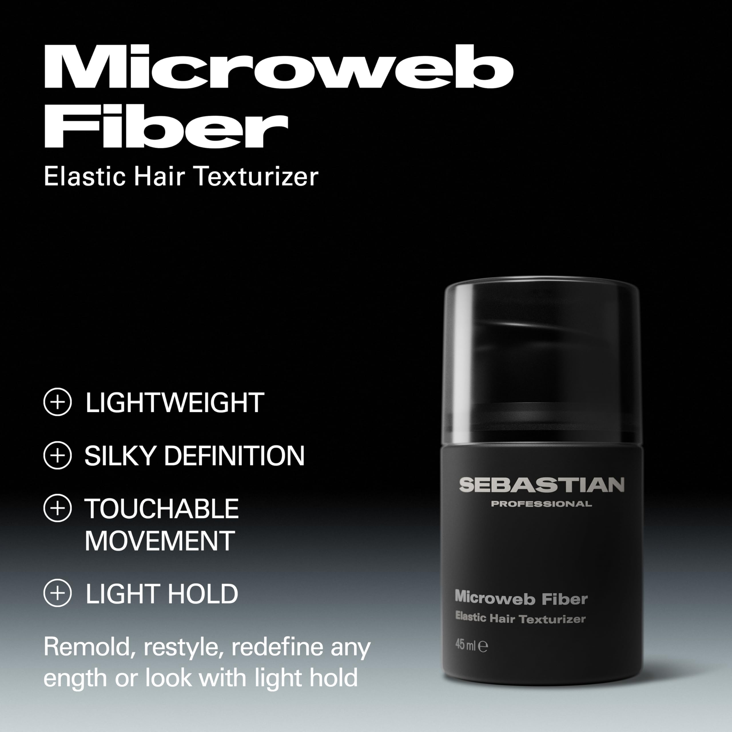 Sebastian Professional gel texture in palm showing lightweight fibers for touchable definition