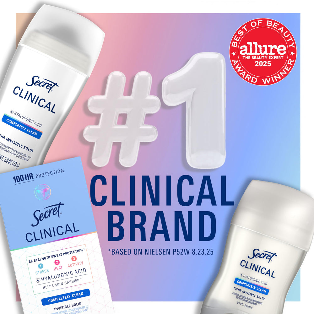 Secret etiqueta visible con ingredientes y sellos, claridad sobre certificación cruelty-free