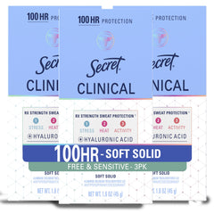 Secret envase frontal pack tres mostrando diseño y beneficio antitranspirante