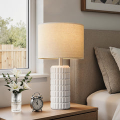 Seealle linen shade detail showing fabric weave and soft diffusion
