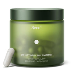 Seed frasco frontal mostrando etiqueta clara y beneficio de 30 días