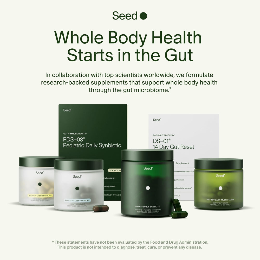 Seed refill pack on a kitchen table with fruit suggesting daily routine compatibility