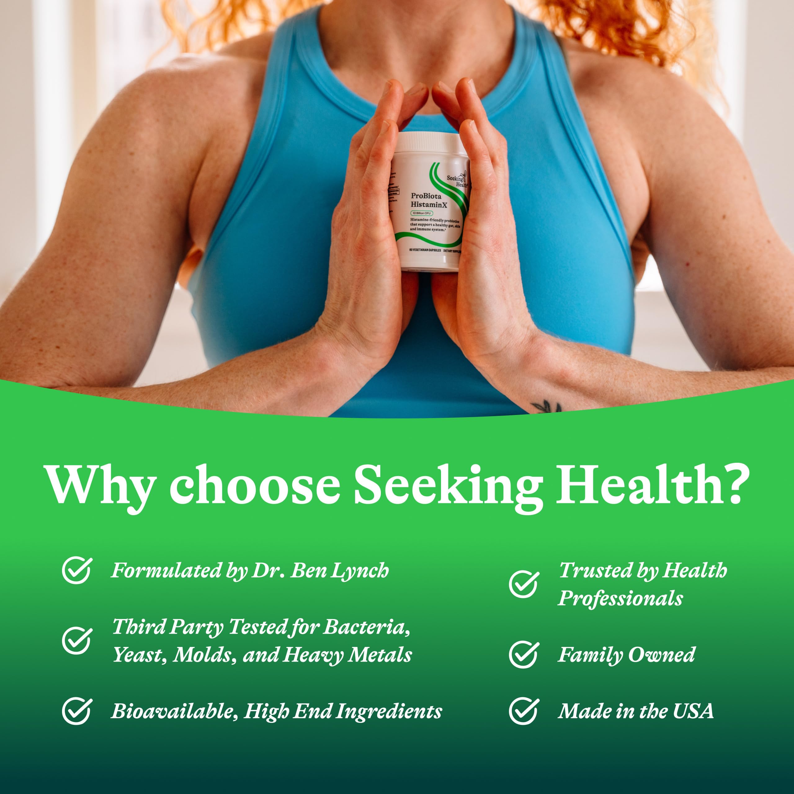 Seeking Health cápsulas dentro del frasco mostrando contenido real y cantidad