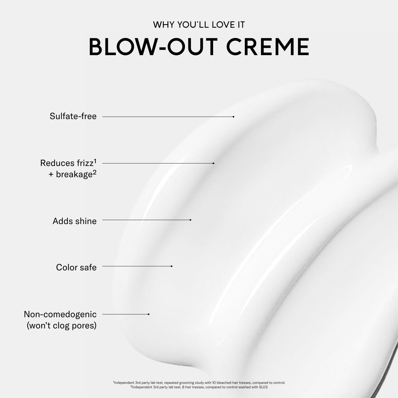 SEEN blow-out creme dispensing on palm for controlled, easy application benefit