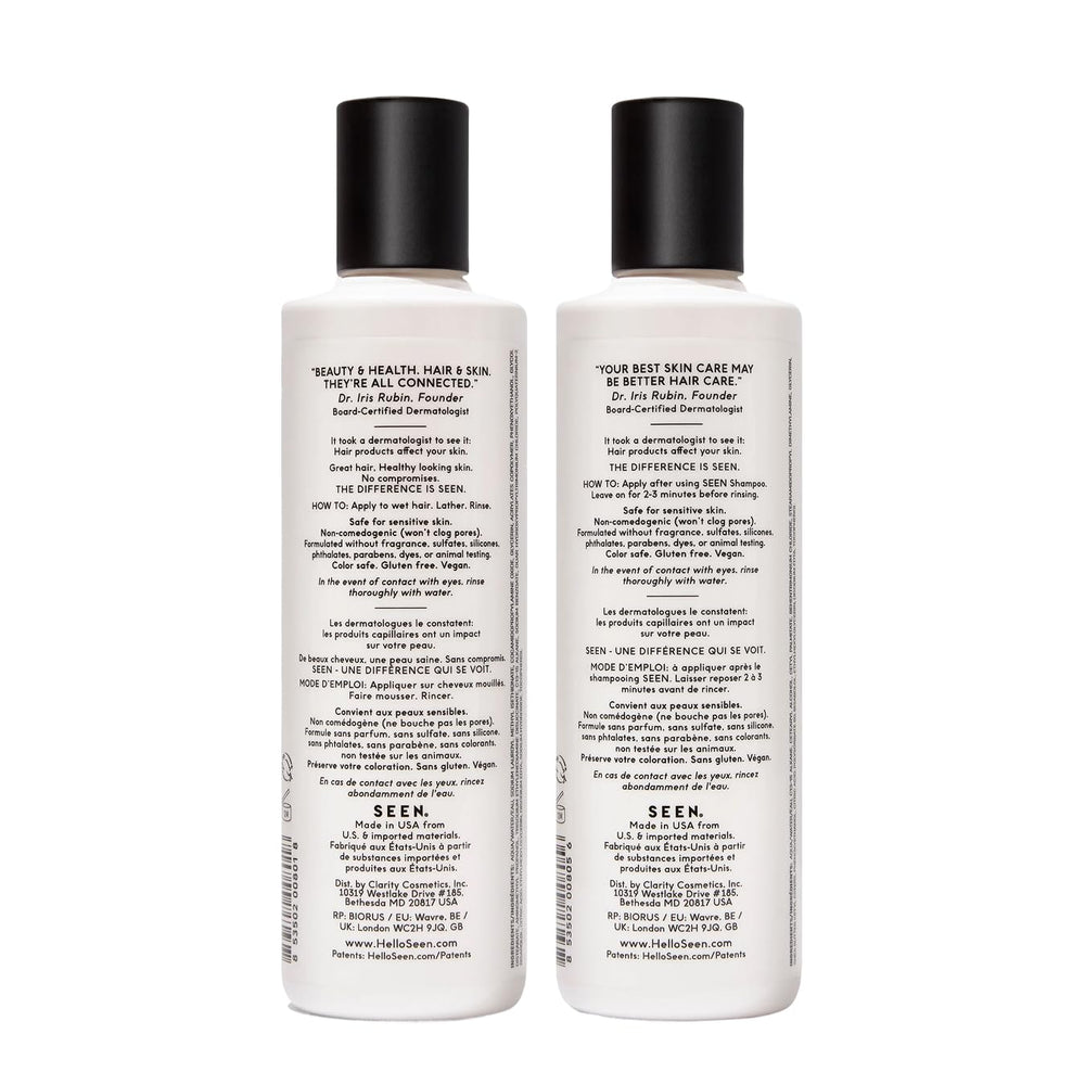SEEN shampoo pump close-up highlighting easy dispensing and gentleness