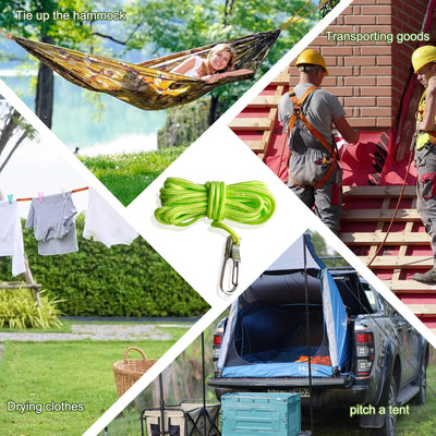 Seese ambiente de camping con el tensor asegurando una hamaca para mayor comodidad