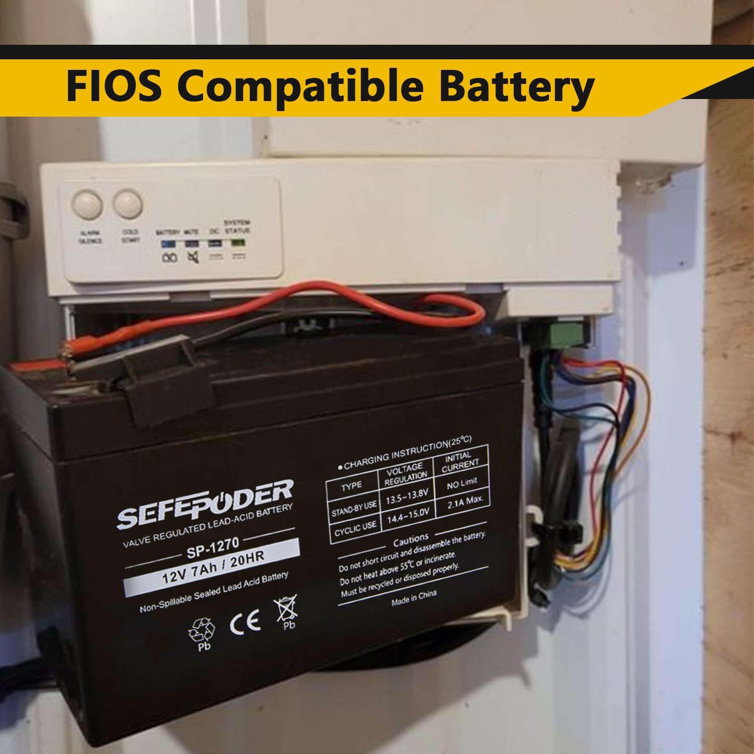 SEFEPODER batería conectada a alarma doméstica para energía de respaldo