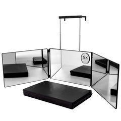 SELF FIND espejo 3 vías vista frontal muestra visión 360° para cortes precisos