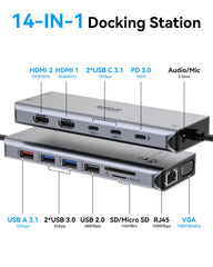 Selore&S-Global detalle de puertos HDMI, VGA y USB para conexiones seguras