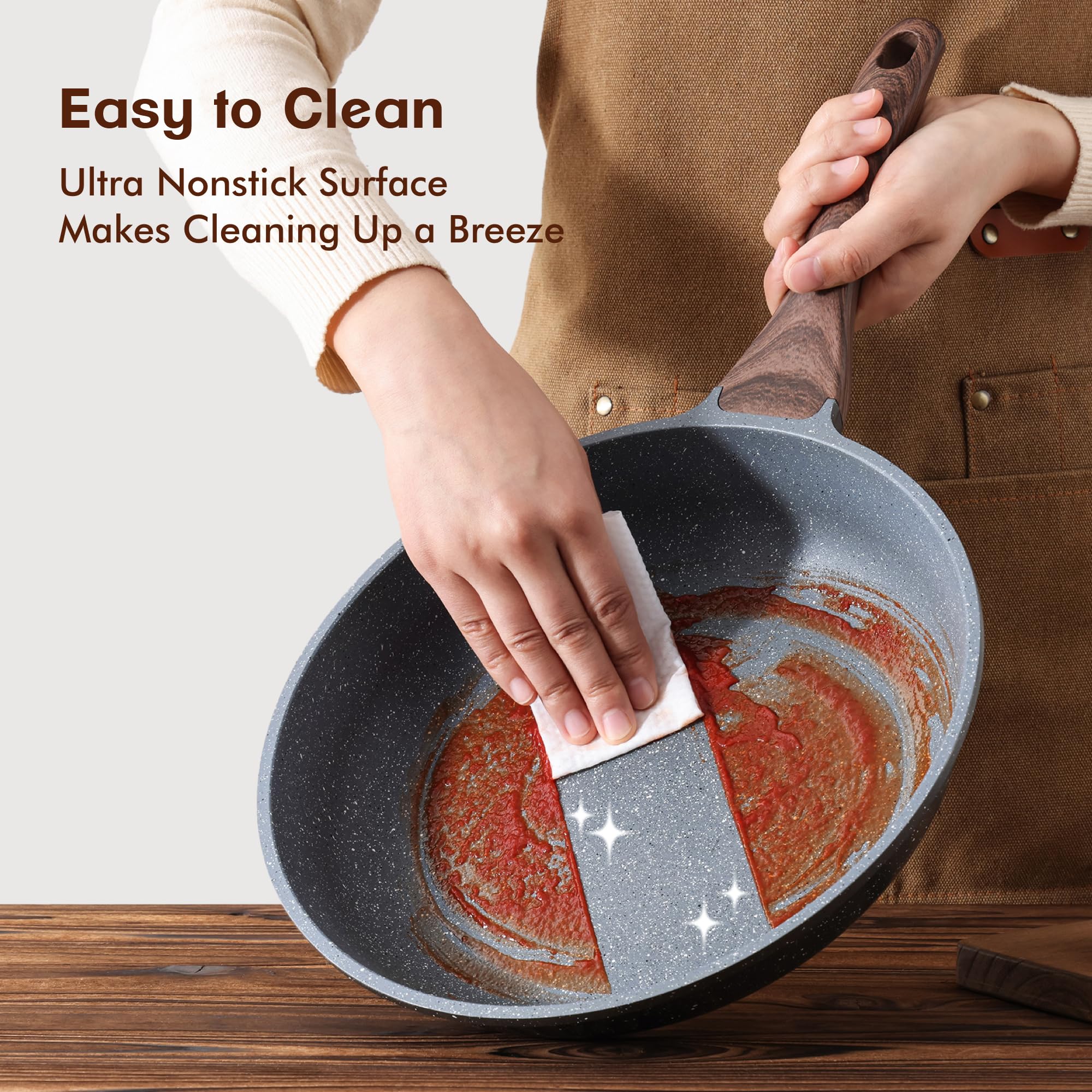 SENSARTE skillet cooking an omelette to show even browning and quick-release benefit
