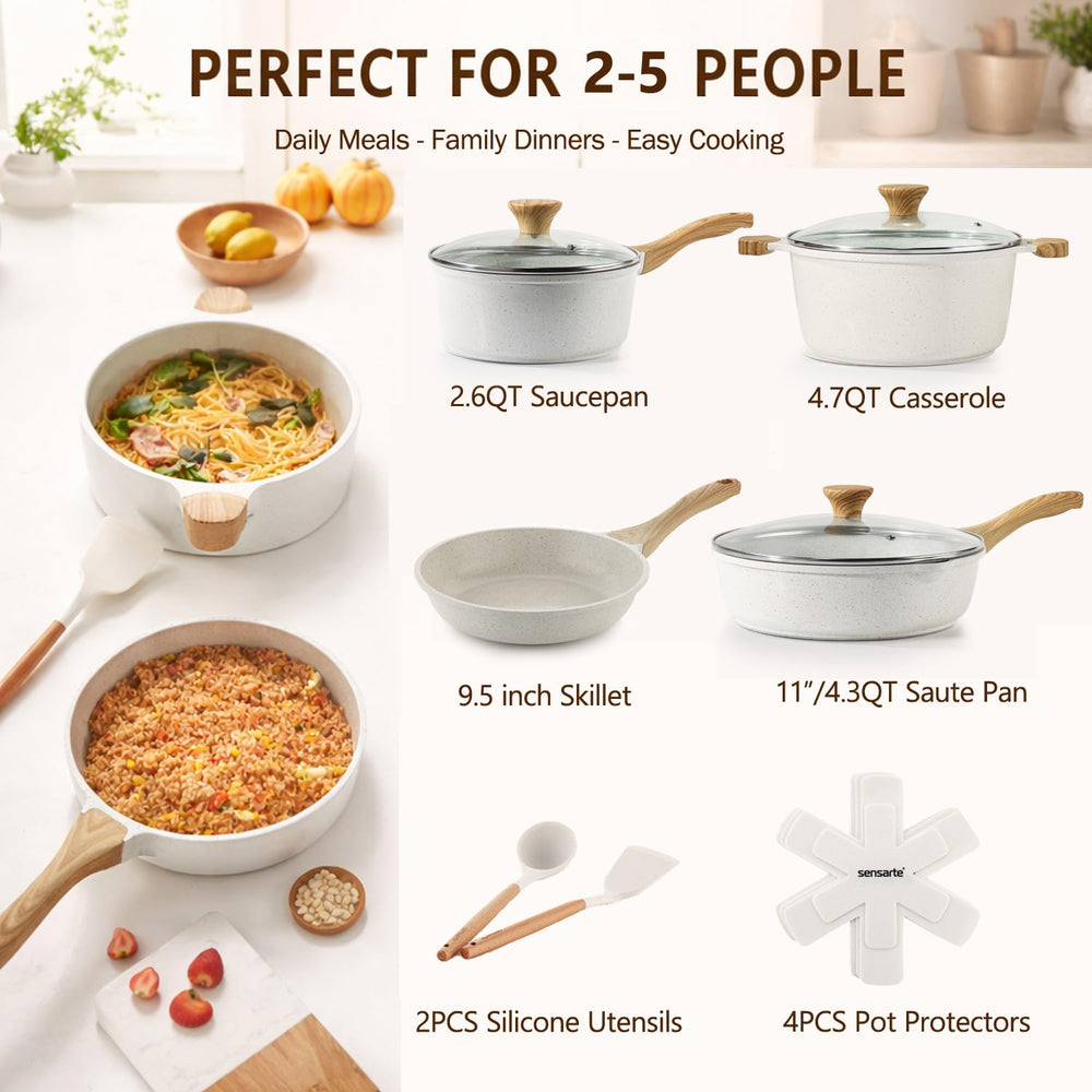 SENSARTE frying pan top view highlighting nonstick surface and easy release