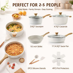 SENSARTE frying pan top view highlighting nonstick surface and easy release