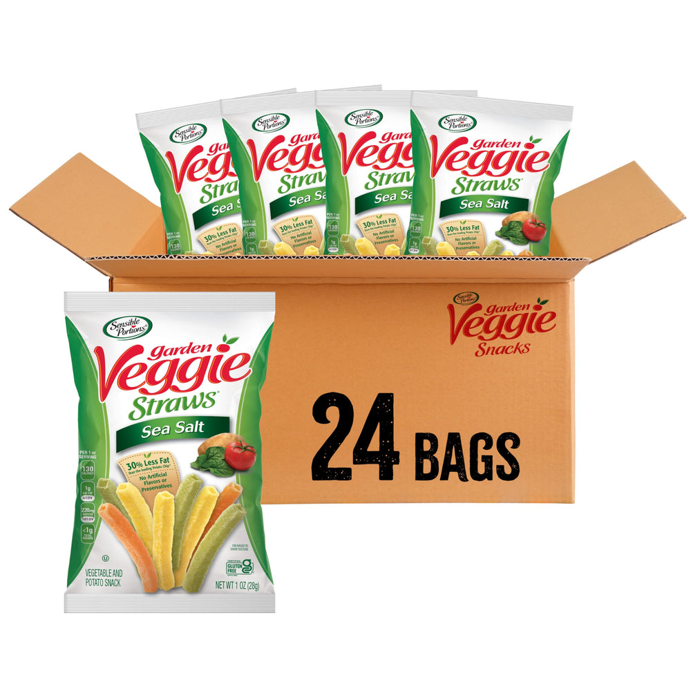 Sensible Portions front packaging showing 24-pack box for easy storage