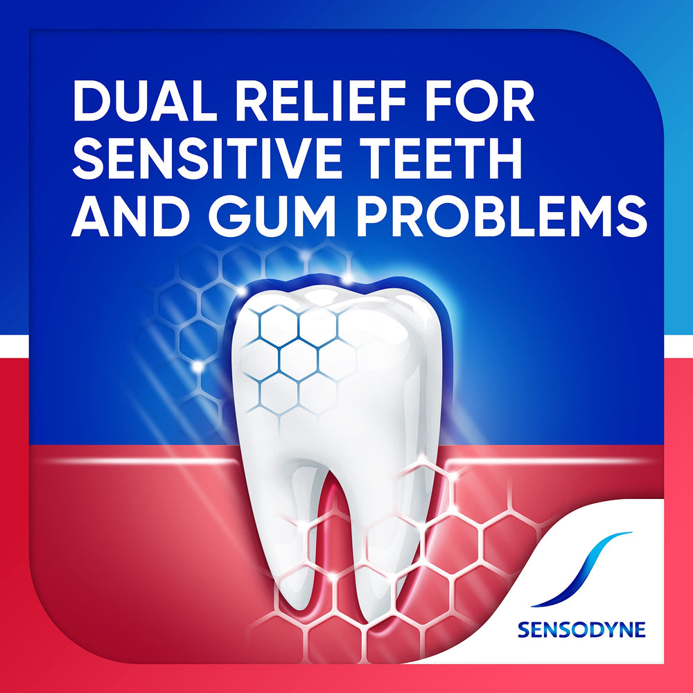 Caja Sensodyne abierta con tubos listos para uso y protección diaria