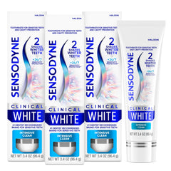 Sensodyne tubo frontal mostrando marca y beneficios visibles