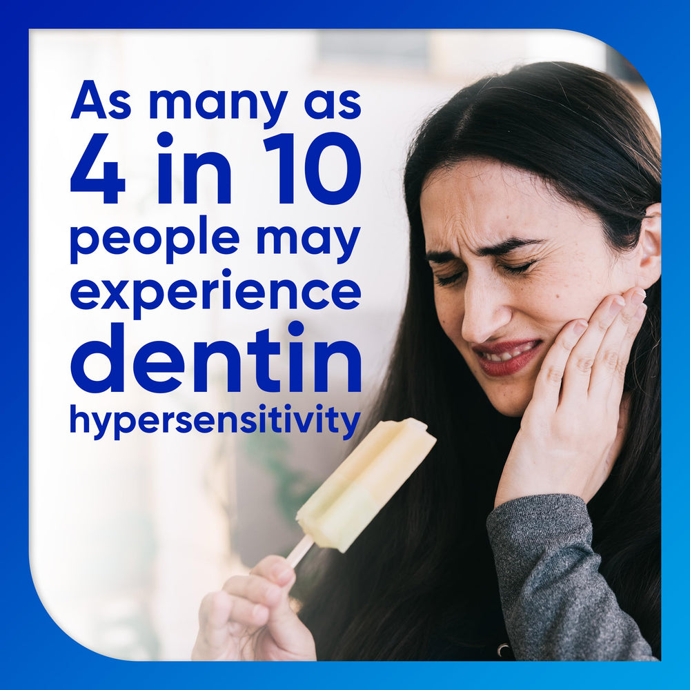 Sensodyne etiqueta con ingredientes clave y beneficios para dientes sensibles